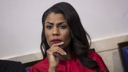 WASHINGTON, DC - OCTOBER 27: Director of Communications for the White House Public Liaison Office Omarosa Manigault Newman listens during the daily press briefing at the White House, October 27, 2017 in Washington, DC. (Drew Angerer/Getty Images)