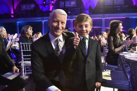 Anderson Cooper poses with 2017 CNN Young Wonder Ryan Hickman.