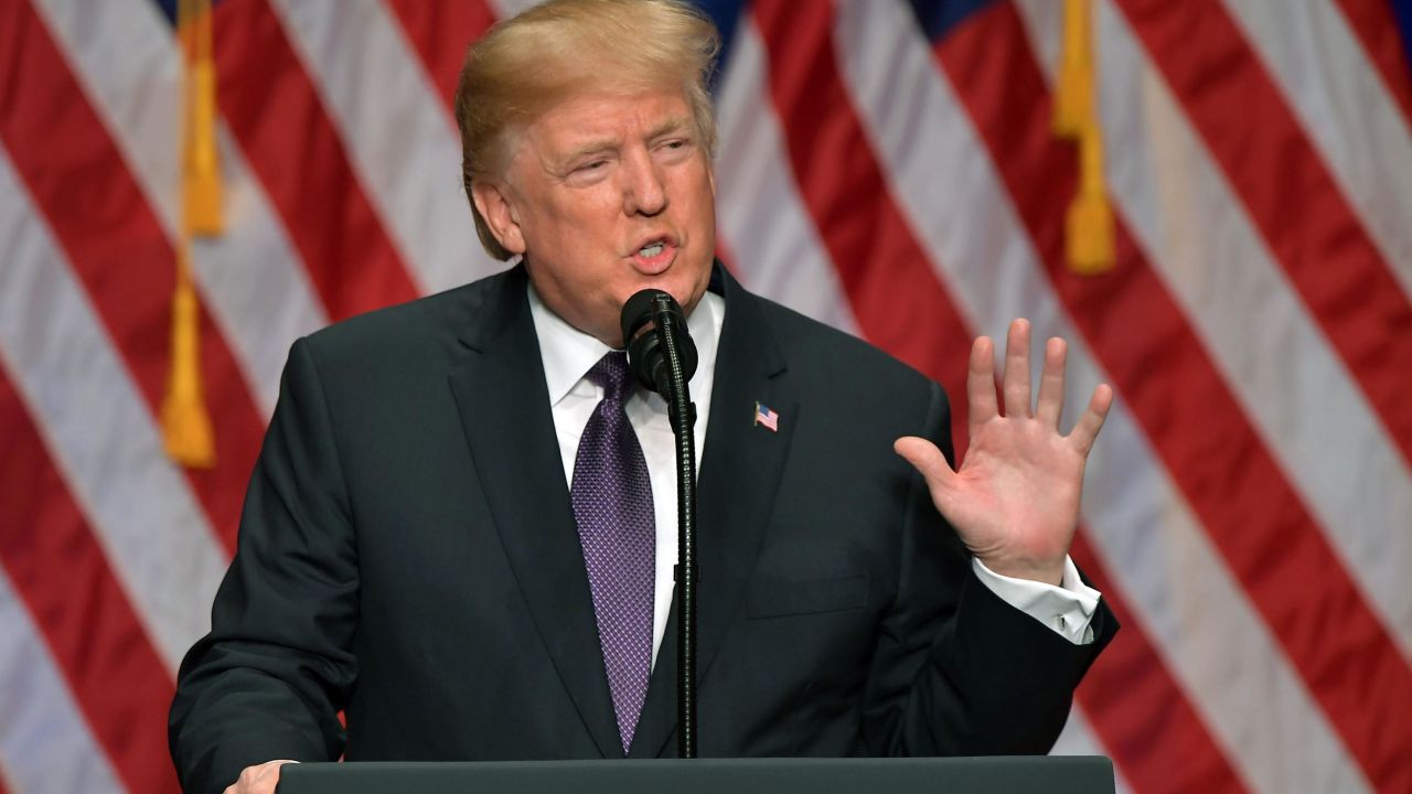 US President Donald Trump speaks about his administration's National Security Strategy at the Ronald Reagan Building and International Trade Center in Washington, DC, December 18, 2017.
President Donald Trump rolled out his first "National Security Strategy", a combative document designed to put meat on the bones of his "America First" sloganeering.