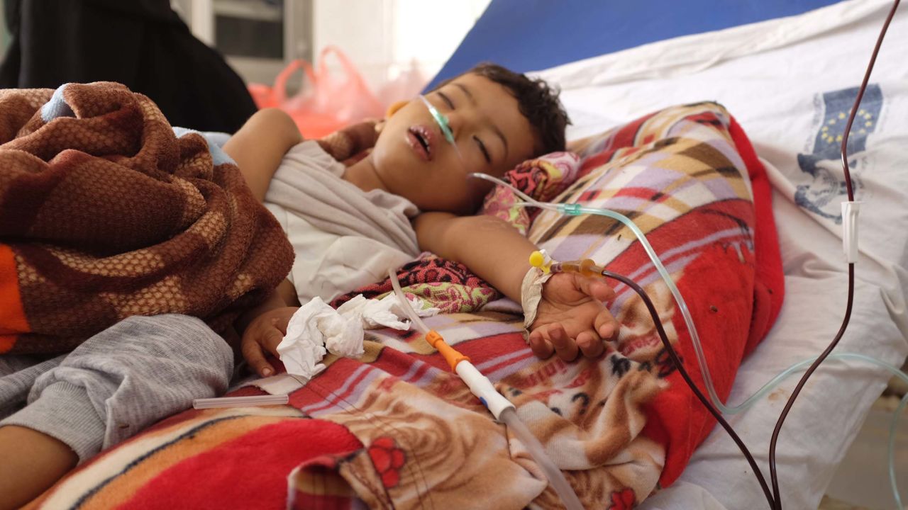 Three-year-old Khadir suffers from a lung infection in an understaffed and overwhelmed hospital in Aden. He died the day after CNN's visit. Doctors say his death was preventable. 