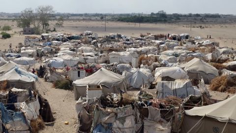 Some three million people have been forced to flee their homes for safety since the conflict began in March 2017. Some end up in filty make shift camps like this one where virtually no basic services exist. 