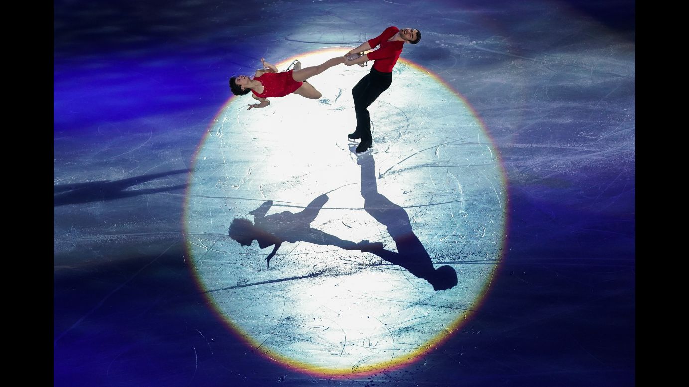 Canadian figure skaters Meagan Duhamel and Eric Radford perform in Beijing during the Stars on Ice Tour on Saturday, December 16.