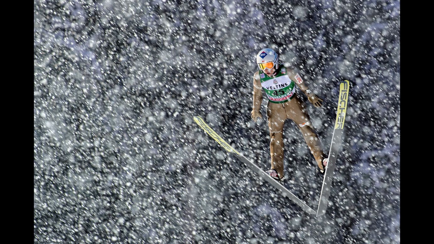 Polish ski jumper Kamil Stoch competes in a World Cup event in Engelberg, Switzerland, on Saturday, December 16.
