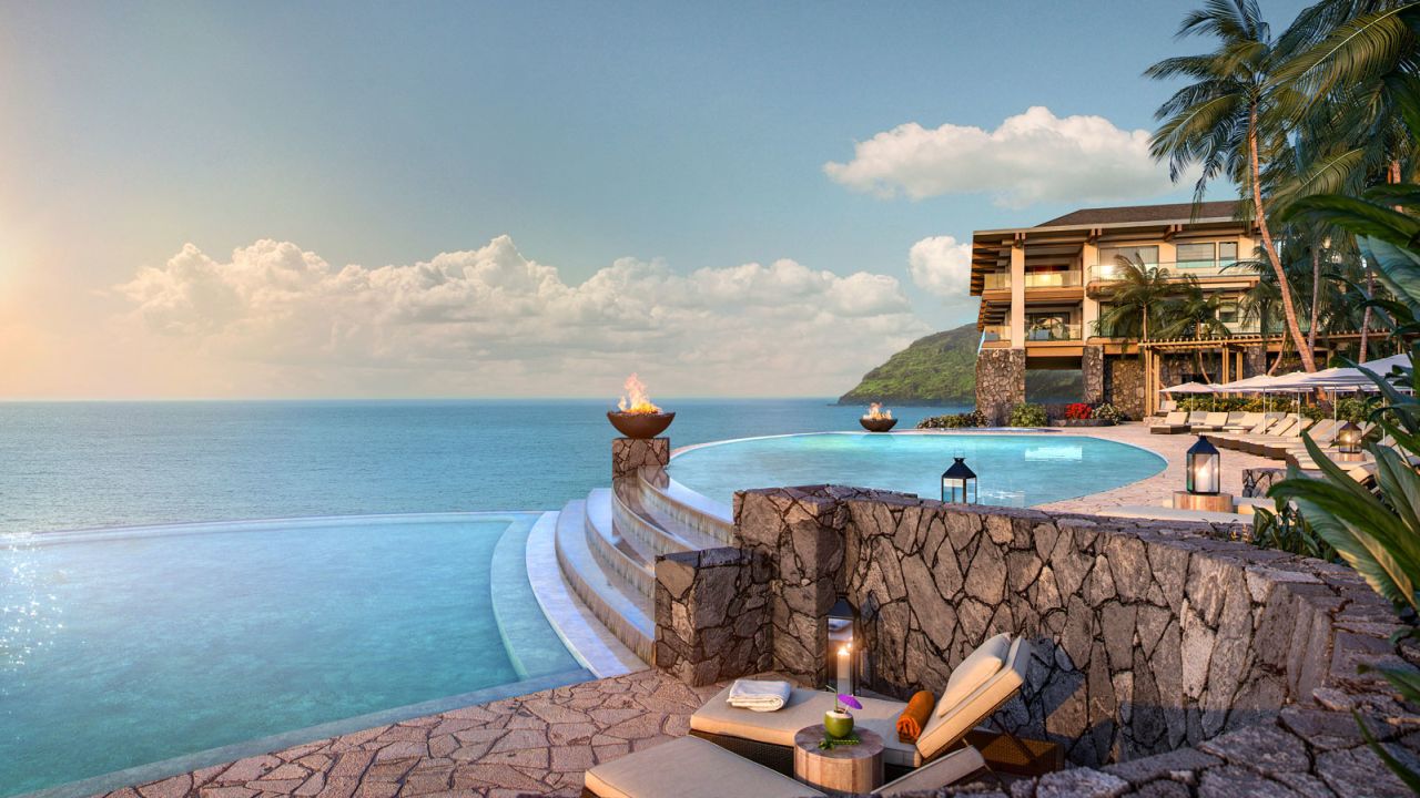 Timbers Kauai boasts a two-tiered infinity pool overlooking the ocean.