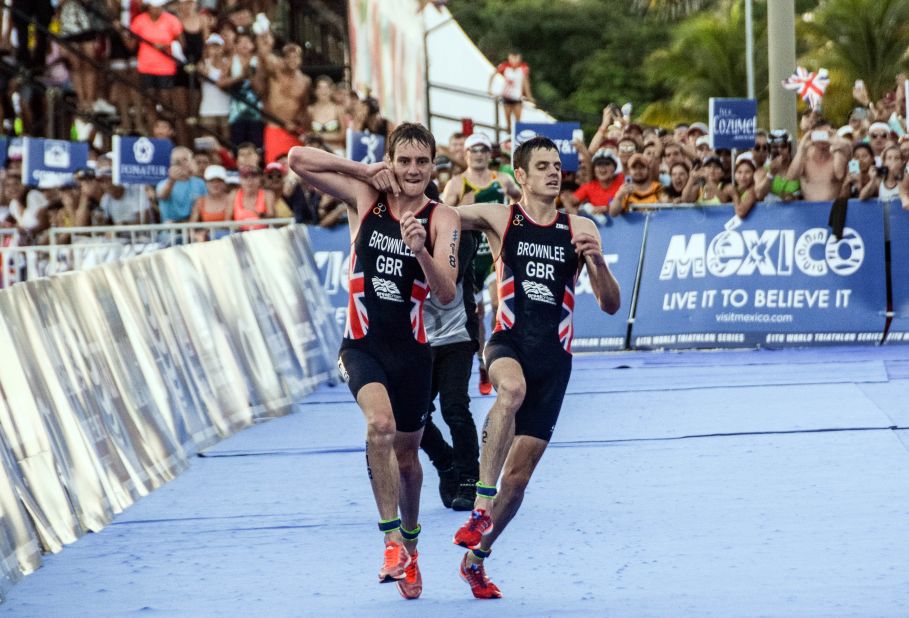 In September 2016, Britain's Brownlee brothers went viral after Alistair (left) carried an ailing Jonny over the line at the World Triathlon Championships in Mexico.