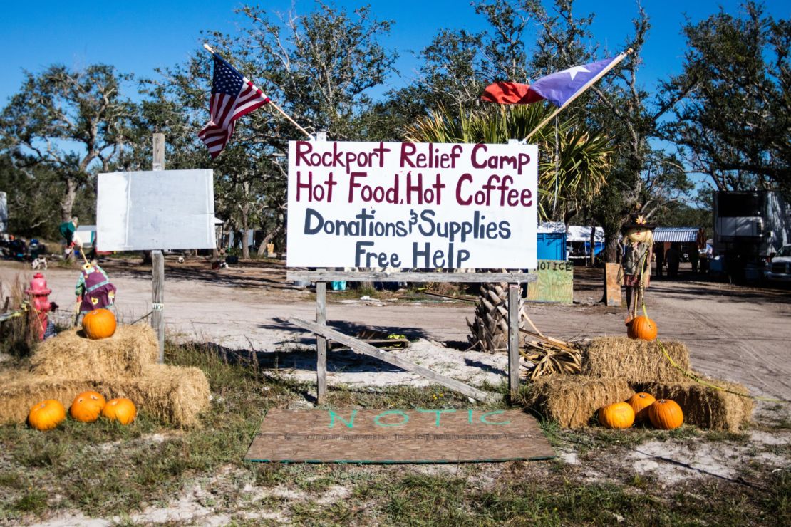 Rockport resident Samantha McCrary set up a relief camp in her sprawling back yard.