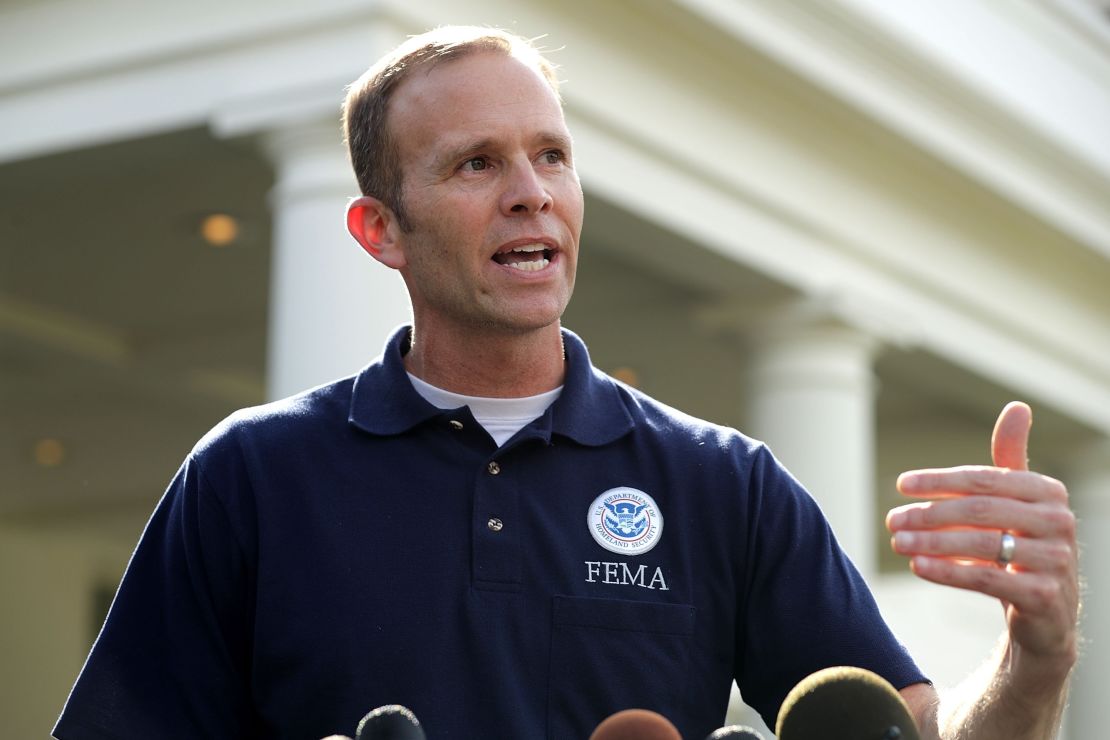 FEMA chief Brock Long, photographed after a meeting at the White House, says FEMA staffers aren't and shouldn't be first responders.