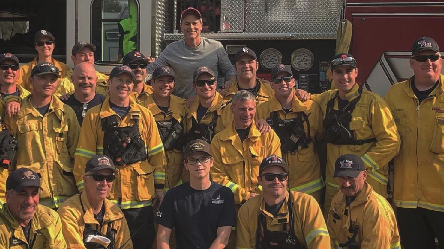 Rob Lowe served a home-cooked meal to the firefighters working to battle the raging Thomas Fire blazes that had been moving closer to his home, the actor posted on Instagram.