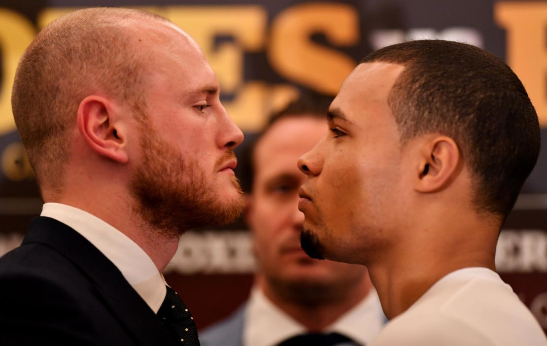 George Groves and Eubank Jr. square off at a press conference, November 2017.