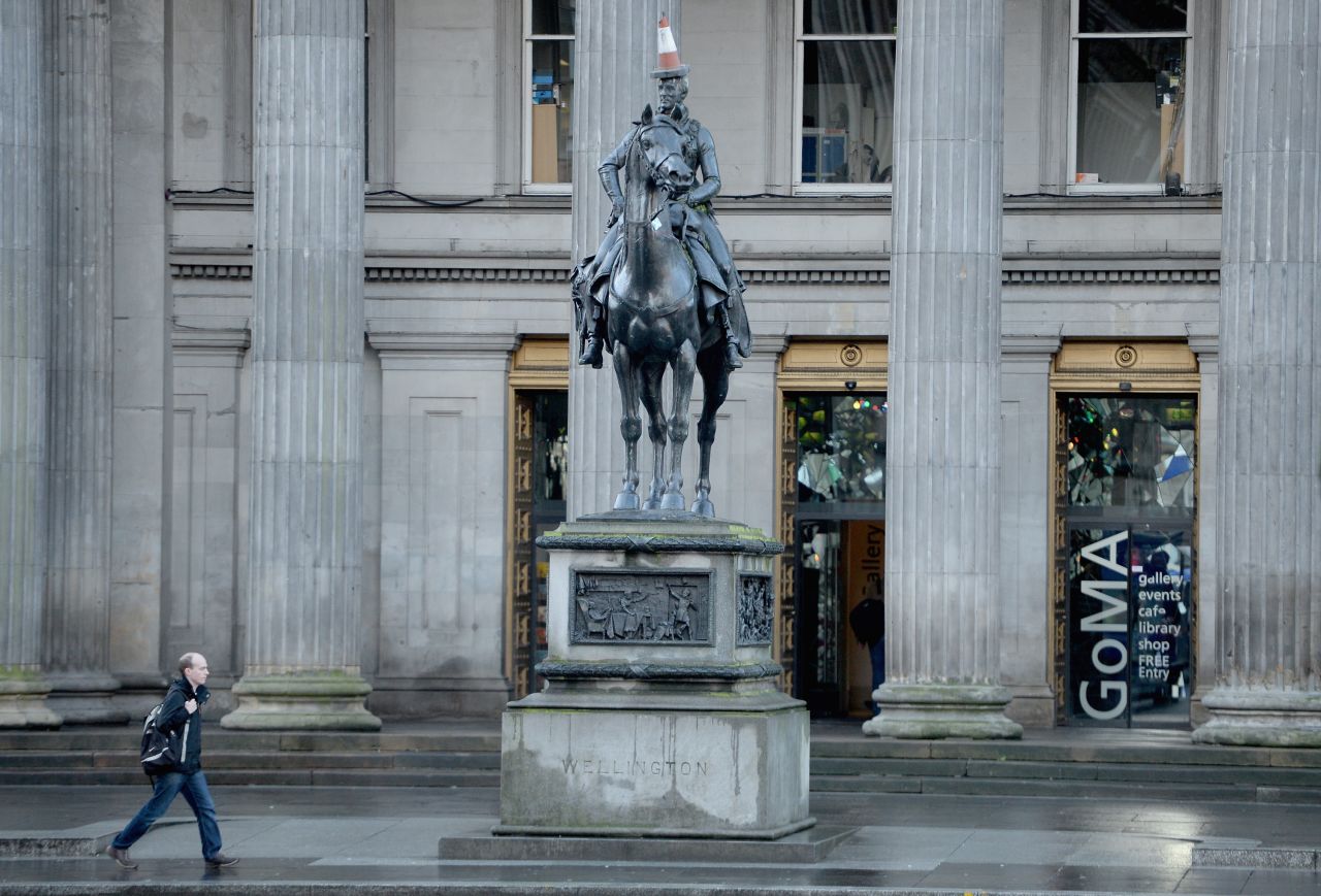 <strong>Cone head: </strong>The Duke of Wellington statue outside the Gallery of Modern Art in Glasgow has become famous for being adorned with a traffic cone.