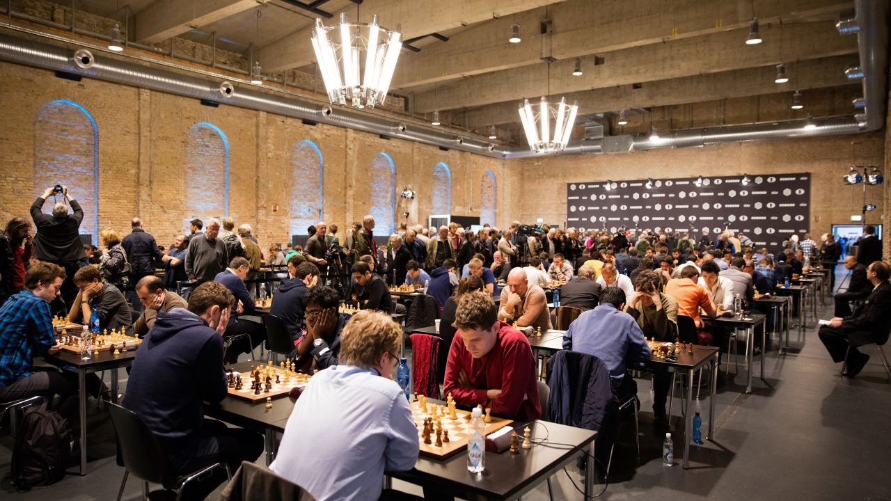 Chess players compete at the 2015 World Chess Rapid and Blitz Championship in Berlin, Germany.