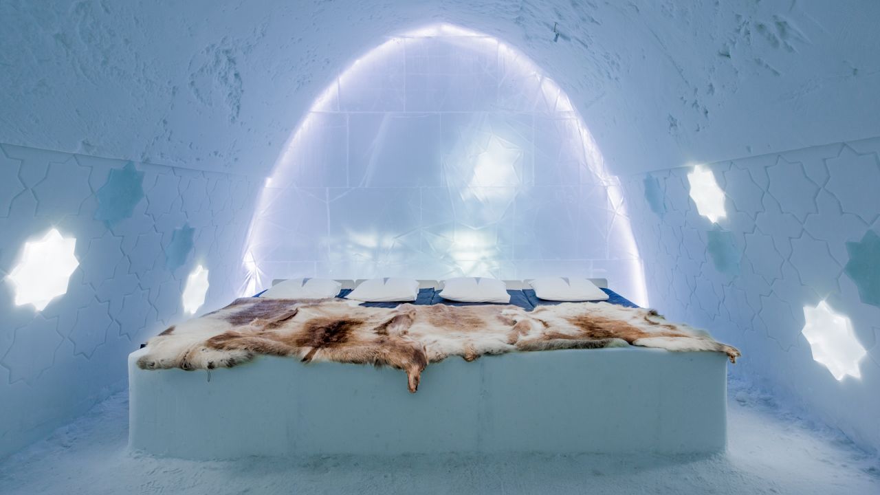 Each winter, ice and snow are used to construct the seasonal Icehotel.
