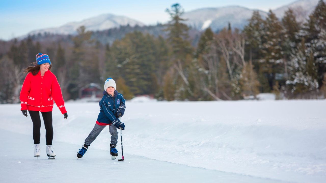 <strong>Lake Placid:</strong> The town of Lake Placid is beside the lake, so the conditions for skating or an impromptu hockey game are ideal. 