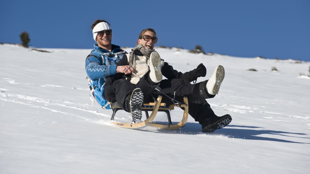 <strong>Sledding, Alpe di Siusi, Italy: </strong>Guests can sled independently, or join weekly sled tours offered by the hotel. 