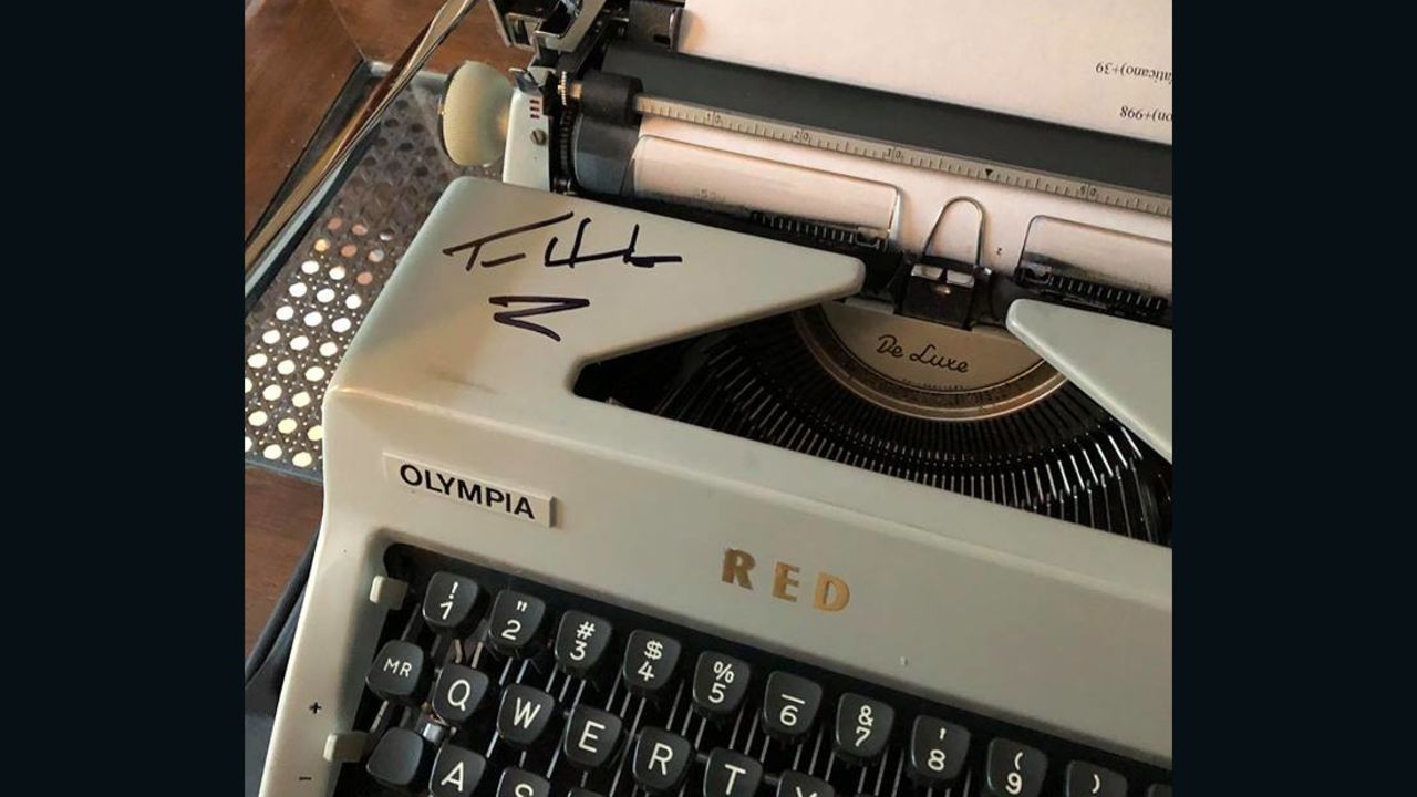 Actor Tom Hanks gifted this Olympia typewriter to the de Peyster family.