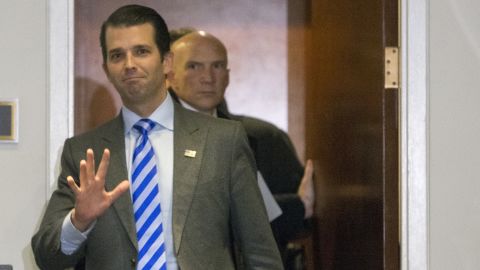 WASHINGTON, DC - DECEMBER 13: Donald Trump Jr. leaves the Senate Intelligence Committee on December 13, 2017 in Washington, DC. Donald Trump Jr. is scheduled to be interviewed by the committee for its ongoing investigation of allegations of Russia's interference in the 2016 U.S. presidential election.
