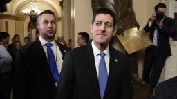 House Speaker Paul Ryan of Wis., center, leaves the House Chamber after voting on the Republican tax bill, Tuesday, Dec. 19, 2017, on Capitol Hill in Washington. Republicans muscled the most sweeping rewrite of the nation's tax laws in more than three decades through the House. (AP Photo/Jacquelyn Martin)