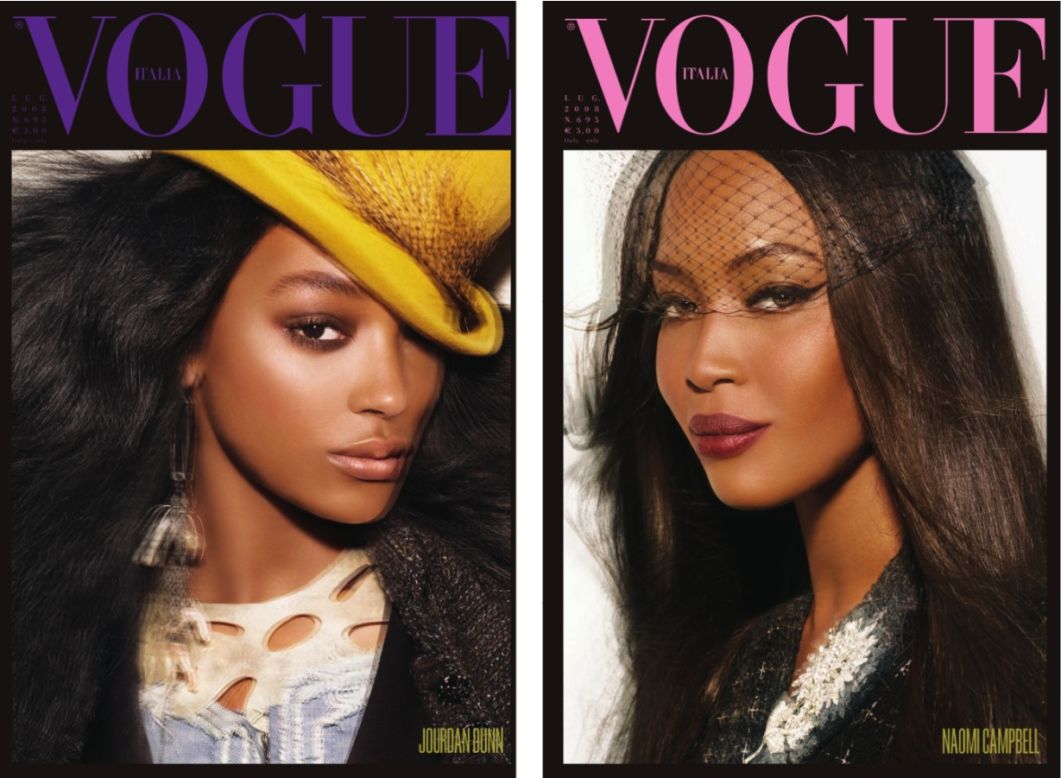 "In 2008, the Italian Vogue had black models on the cover for the first time. It seems shocking that it took so long, but it was a big step. It was deliberately done to draw attention to the lack of women of color in fashion magazines, particularly in Italy. The editorial team devoted most of the editorial to portraying black women in the arts and all the fashion was photographed on black models."