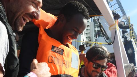 Left, Proactiva's Head Of Mission Dr. Guillermo Cañardo, center, Mohammad Guray Farax Quule, and right, Jorge Pacheco.