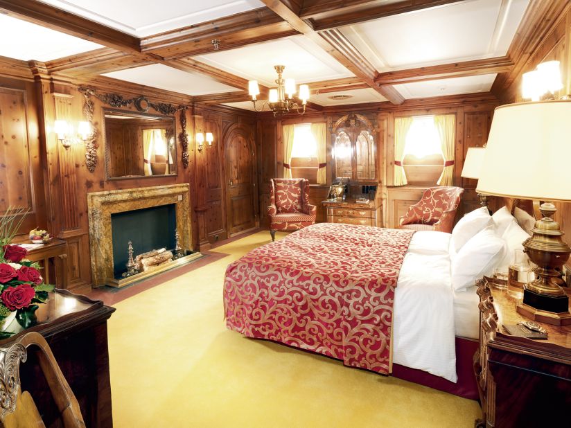 A floating windjammer palace built in 1931, the Sea Cloud features two Owner's Cabins. One features masculine wood paneling.