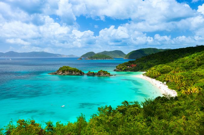 <strong>Virgin Islands National Park: </strong>One of the Caribbean's most beautiful beaches, Trunk Bay is located within Virgin Islands National Park on the island of St John. St John is one three islands that make up the US Virgin Islands, a US territory. 