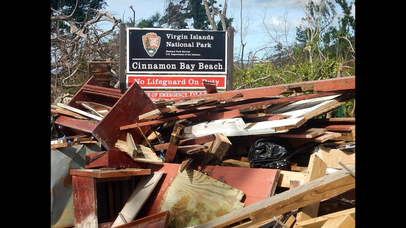 Extensive cleanup was required at Cinnamon Bay Beach.