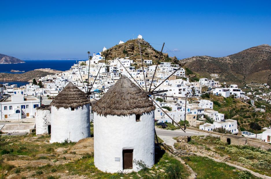 <strong>Ios:</strong> Ios is a sun-drenched island and its capital Chora is home to iconic windmills, pictured.