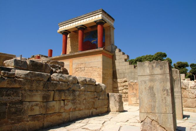 <strong>The palace of Knossos, Crete: </strong>The palace of<strong> </strong>Knossos has been associated with the legends of the Labyrinth and the Minotaur, and the flight of Daedalus and Icarus. There are remarkable frescos adorning the walls -- making this a must-visit for art and history fans.