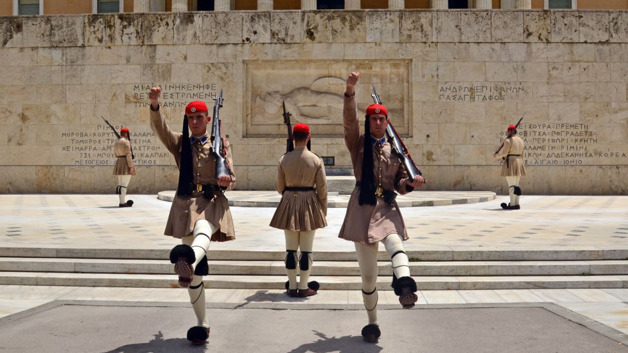 Athens' "Changing of the Guard" is a big tourist attraction.