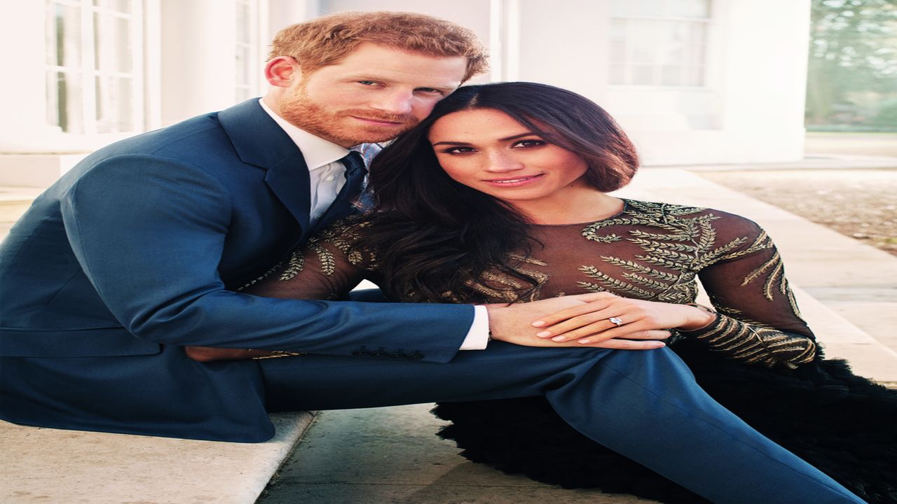Markle wore a Ralph & Russo gown for her engagement photographs, which were taken by Lubomirski.