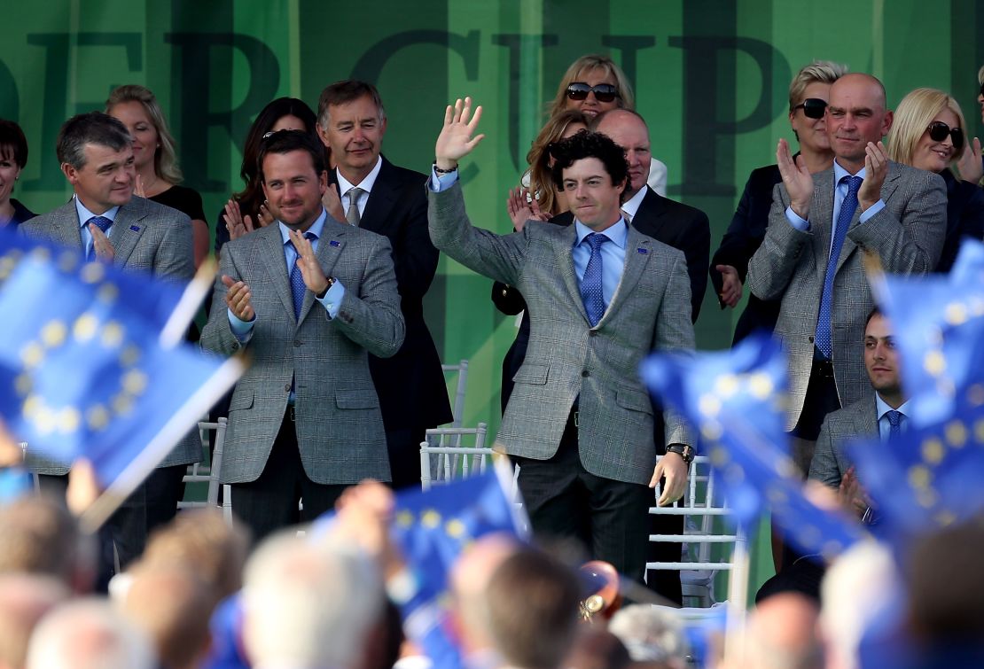 More EU flags on show at the 2012 Ryder Cup opening ceremony at Medinah