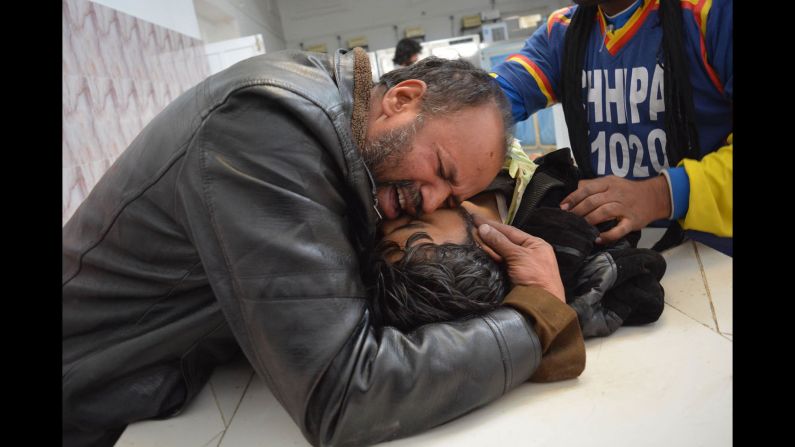 A Pakistani man mourns the death of a relative in a hospital in Quetta, Pakistan, after <a href="http://www.cnn.com/2017/12/17/asia/pakistan-quetta-church/index.html" target="_blank">suicide bombers attacked a Methodist church</a> during a service on Sunday, December 17. The attack left seven people dead and more than 20 others injured, authorities say.