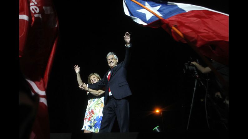 Chilean president-elect Sebastian Pinera and his wife, Cecilia Morel, <a href="http://www.cnn.com/2017/12/17/americas/chile-election-sebastian-pinera/index.html" target="_blank">celebrate his victory</a> with family and supporters outside a hotel in Santiago, Chile, on Sunday, December 17. The conservative billionaire who governed the South American nation from 2010 to 2014 defeated leftist candidate Alejandro Guillier during a second round of voting and will serve another term as the country's leader.
