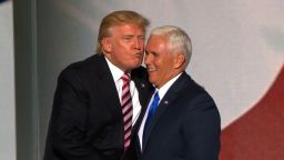 Watch VP Pence flatter, fawn over and butter up Pres Trump. Jeanne Moos reports on the art of the adoring gaze.    Pence Flatters Trump   The VP has taken flattery to new heights. On Thursday he kissed the President's butt for 3 minutes at a Cabinet meeting and then went outside and did it some more. The Washington Post timed his flattery..."Pence praises Trump once every 12 seconds for 3 minutes straight." This will be a revamp of a previous piece we did on Pence's adoring gaze, how he's got the most devoted stare in politics. We're putting a new top half on it. Critics say he has "Nancy Reagan eyes", looking adoringly at Trump the same way Nancy used to gaze at Ronnie. It's a riot to see Pence nodding along as President Trump speaks. Yesterday he was the first to clap to get applause started when Trump said something  and Pence even moved his lips along with Trump as the President uttered his signature "make America great again" line.