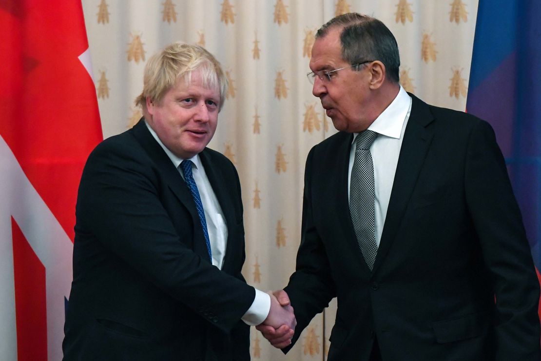 UK Foreign Secretary Boris Johnson, left, and Russian Foreign Minister Sergey Lavrov meet in Moscow on December 22.