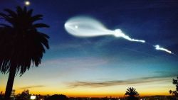 The Space-X launch seen from the Silver Lake neighborhood of Los Angeles.