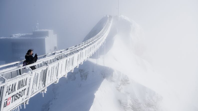 <strong>Vaud, Switzerland:</strong> On Switzerland's Glacier 3000, high in the Swiss Alps, the Peak Walk is the world's first suspension bridge to connect two mountain peaks. 