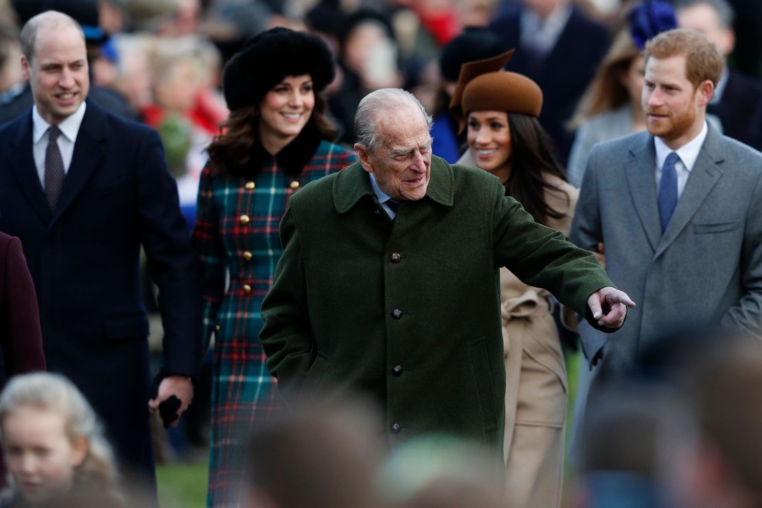 Britain's Prince Philip, Duke of Edinburgh gestures to the crowd.