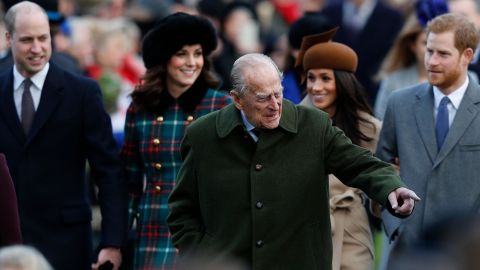 Britain's Prince Philip, Duke of Edinburgh gestures to the crowd.