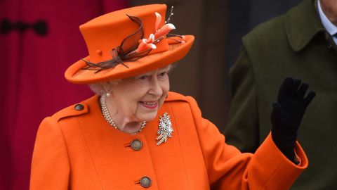 Queen Elizabeth II leaves the Christmas Day morning service at St. Mary Magdalene Church in Sandringham.