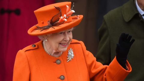 Queen Elizabeth II leaves the Christmas Day morning church service.