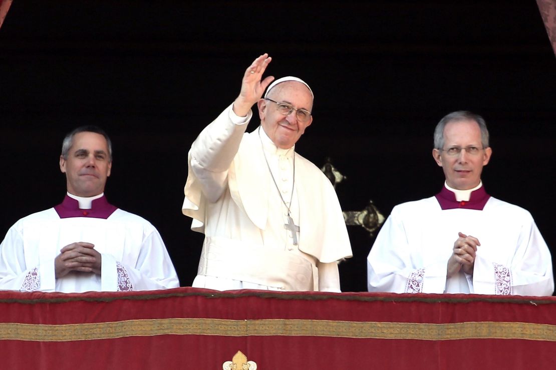 Pope Francis delivers his Christmas "Urbi Et Orbi" blessing from the central balcony of St. Peter's Basilica.
