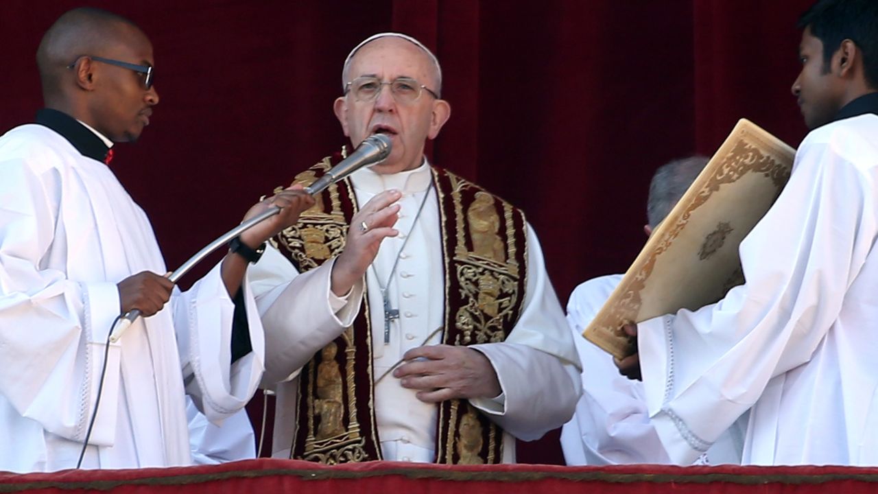 Pope Francis delivers talked about protecting "minority groups" during his Christmas "Urbi Et Orbi" blessing.