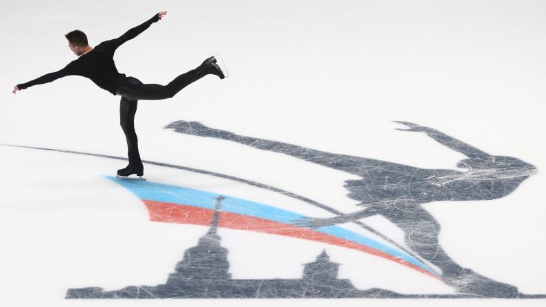 Konstantin Milyukov performs at the Russian Figure Skating Championships in St. Petersburg, Russia, on Thursday, December 21.