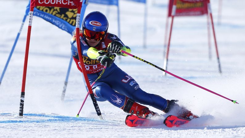 Mikaela Shiffrin of the United States competes in the FIS Alpine Ski World Cup in Courchevel, France, on Wednesday, December 20.