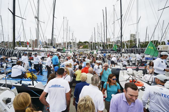 Sydney harbor was alive with activity before the boats set sail.