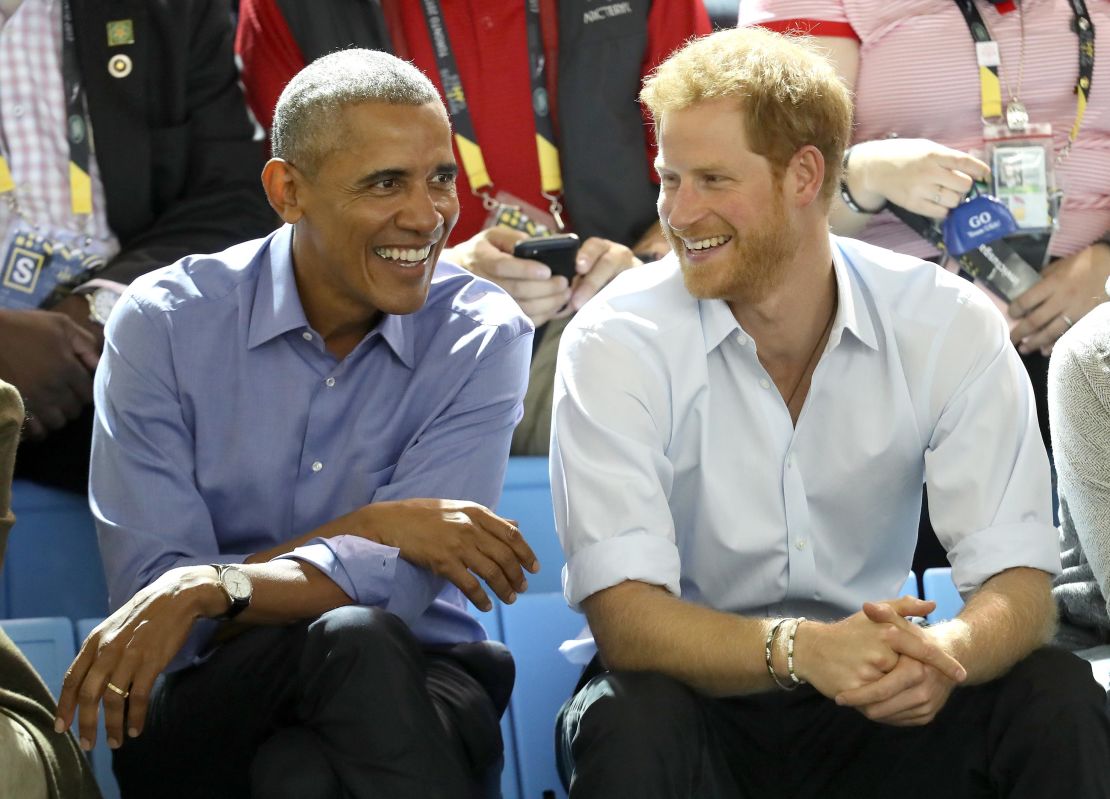 Former US President Barack Obama and Prince Harry attend the Invictus Games 2017 in Toronto, Canada, in September.