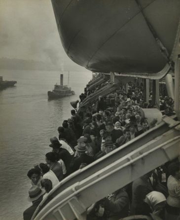 "Last Displaced Person Boat (view of immigrant ship in New York Harbor, bound for Ellis Island" by Ernst Haas (1951).