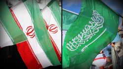 iran and saudia arabia flag split
