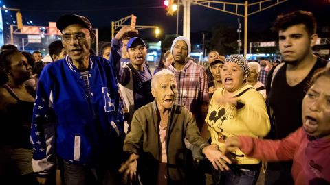 Protesters take to the streets of Caracas, Venezuela, on Wednesday night.  The country has witnessed angry demonstrations over shortages of basic supplies including gas, food and water. 